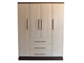 Armoire - bois - 160x55x205 cm - beige clair-marron foncé-argenté - contemporain