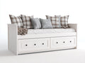Canapé lit-Bois-tissu-216x94x87 cm-Blanc-Gris clair-Beige-Style cottage