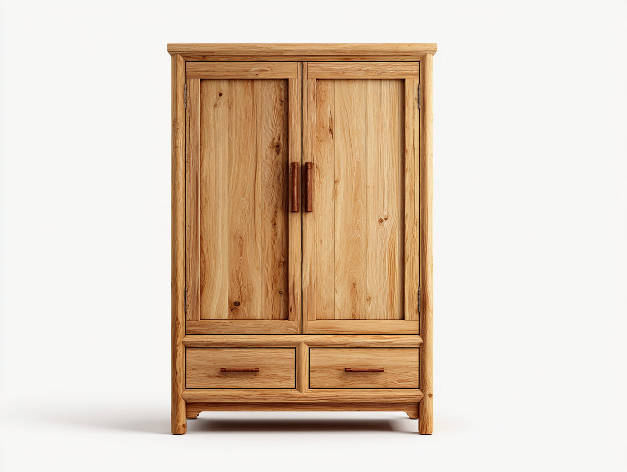 Armoire - bois - 110x55x195 cm - bois naturel-marron - rustique