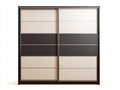 Armoire - bois-verre - 250x68x220 cm - noir-crème-gris foncé - contemporain