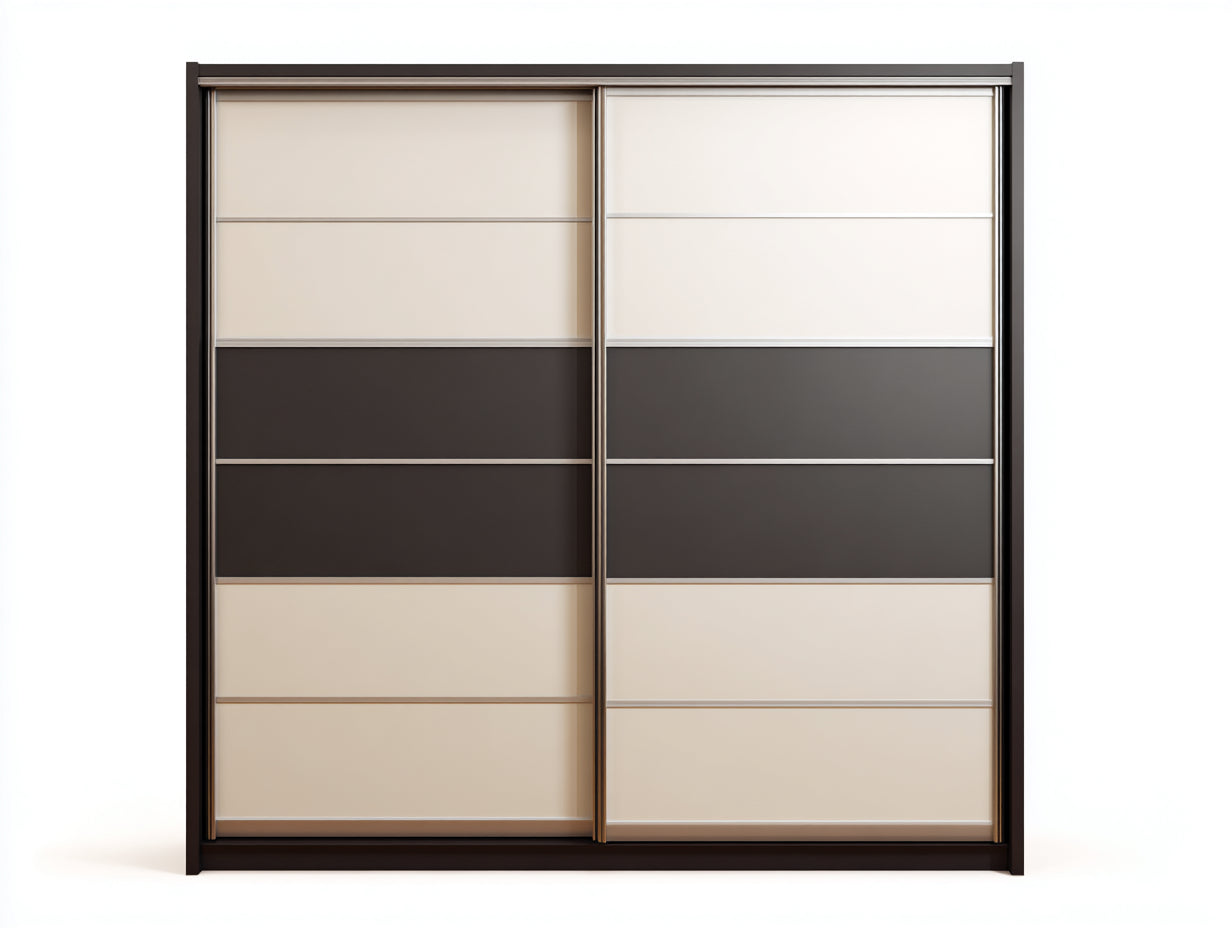 Armoire - bois-verre - 250x68x220 cm - noir-crème-gris foncé - contemporain