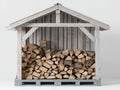 Abri à bûches-Bois-210x78x185 cm-Blanc-Gris-Style rustique