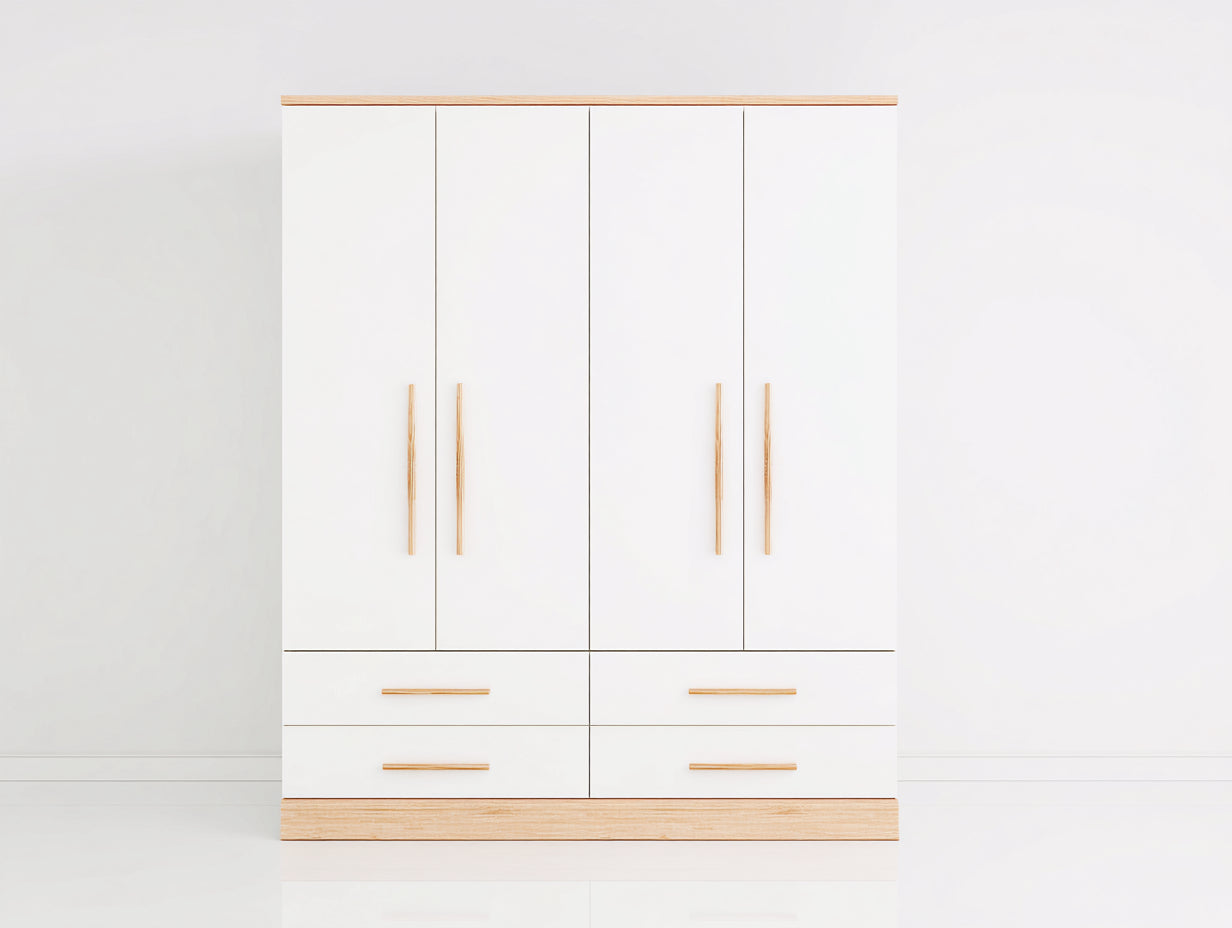 Armoire - bois - 200x58x210 cm - blanc-bois clair - moderne