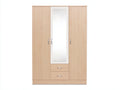 Armoire - bois-verre - 145x58x208 cm - bois clair-blanc-argenté - contemporain