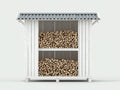 Abri à bûches-Bois-Métal-175x68x185 cm-Blanc-Gris-Style contemporain