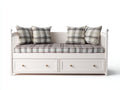 Canapé lit-Bois-tissu-203x92x89 cm-Blanc-Gris-Beige-Style cottage