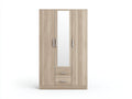 Armoire - bois-verre - 140x57x205 cm - bois clair-blanc-argenté - contemporain