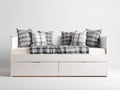 Canapé lit-Bois-tissu-202x90x82 cm-Blanc-Noir-Gris clair-Style minimaliste