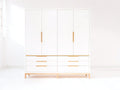 Armoire - bois - 190x58x215 cm - blanc-bois clair - scandinave
