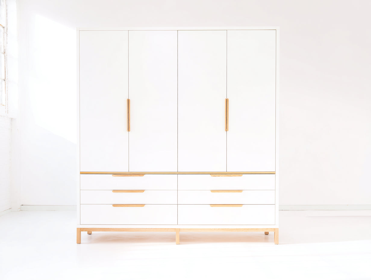 Armoire - bois - 190x58x215 cm - blanc-bois clair - scandinave