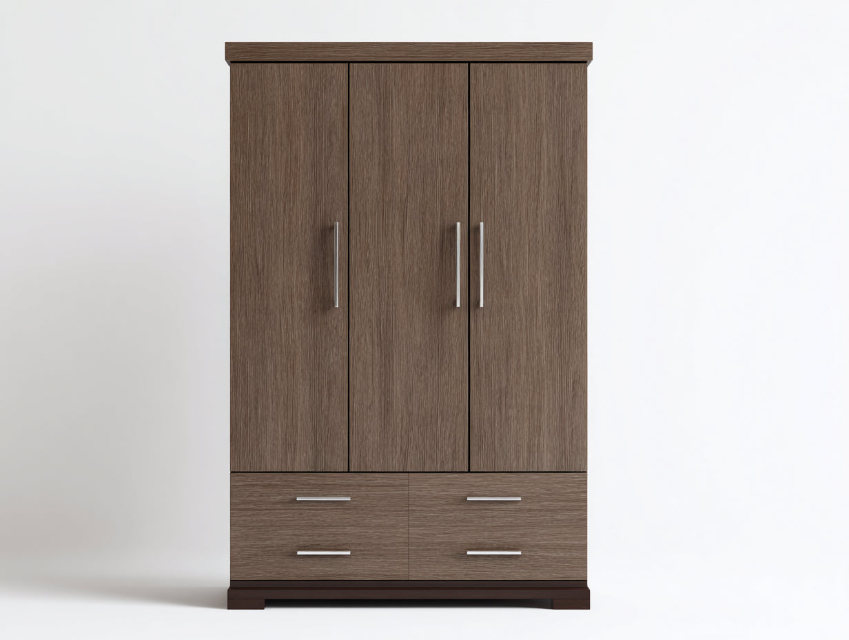 Armoire - bois - 160x57x208 cm - brun taupe-argenté - contemporain