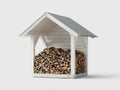 Abri à bûches-Bois-165x75x190 cm-Blanc-Gris-Style chalet