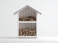 Abri à bûches-Bois-118x56x186 cm-Blanc-Gris-Style nordique