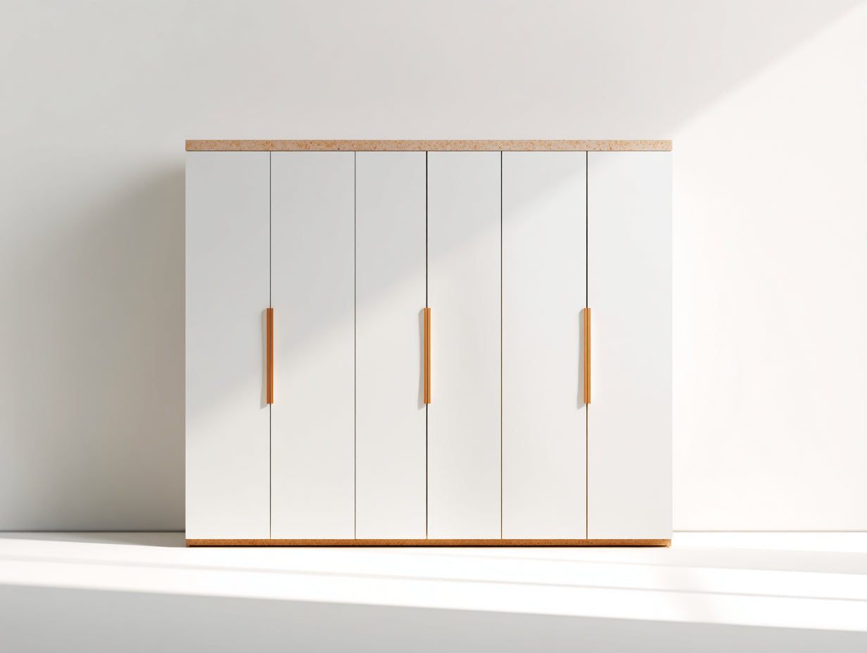 Armoire - bois - 210x58x205 cm - blanc-bois clair - moderne