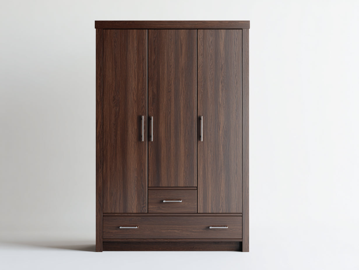 Armoire - bois - 155x58x210 cm - brun foncé-argenté - classique