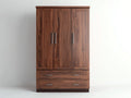 Armoire - bois - 150x56x210 cm - brun foncé-argenté - classique