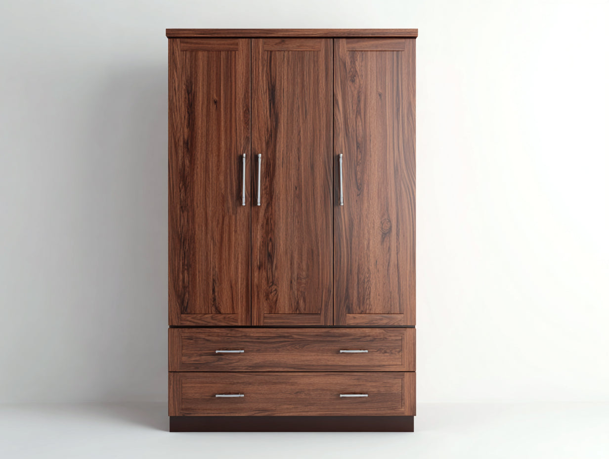 Armoire - bois - 150x56x210 cm - brun foncé-argenté - classique