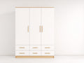 Armoire - bois - 180x56x210 cm - blanc-bois clair - contemporain