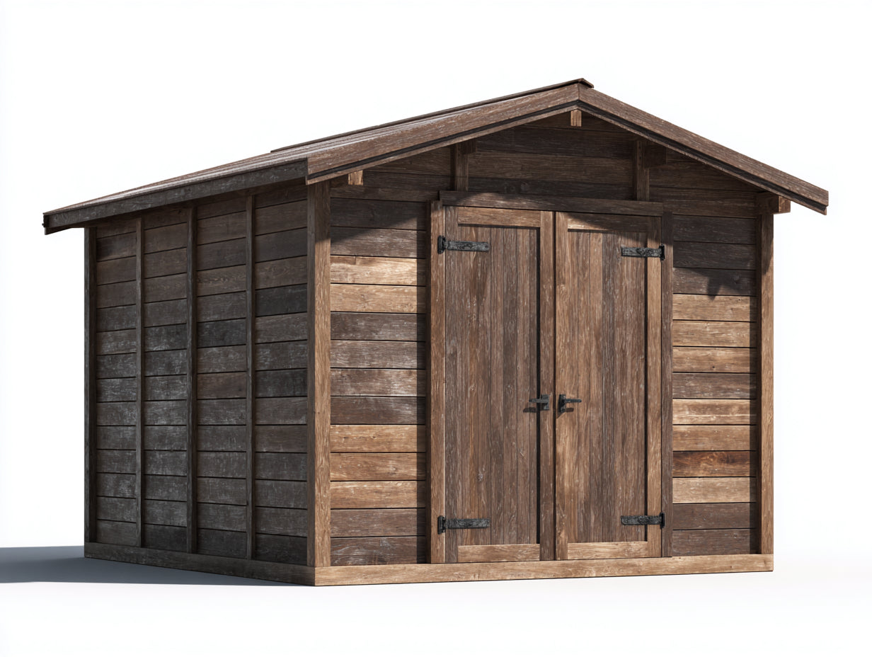Abri de jardin-Bois-340x260x255 cm-Brun foncé-Bois naturel-Style authentique