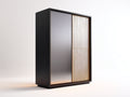 Armoire - bois-verre - 180x62x210 cm - noir-gris clair-bois clair - contemporain