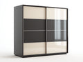 Armoire - bois-verre - 240x65x215 cm - noir-crème-gris foncé - moderne