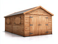 Abri de jardin-Bois-Métal-480x320x270 cm-Brun naturel-Gris anthracite-Style traditionnel